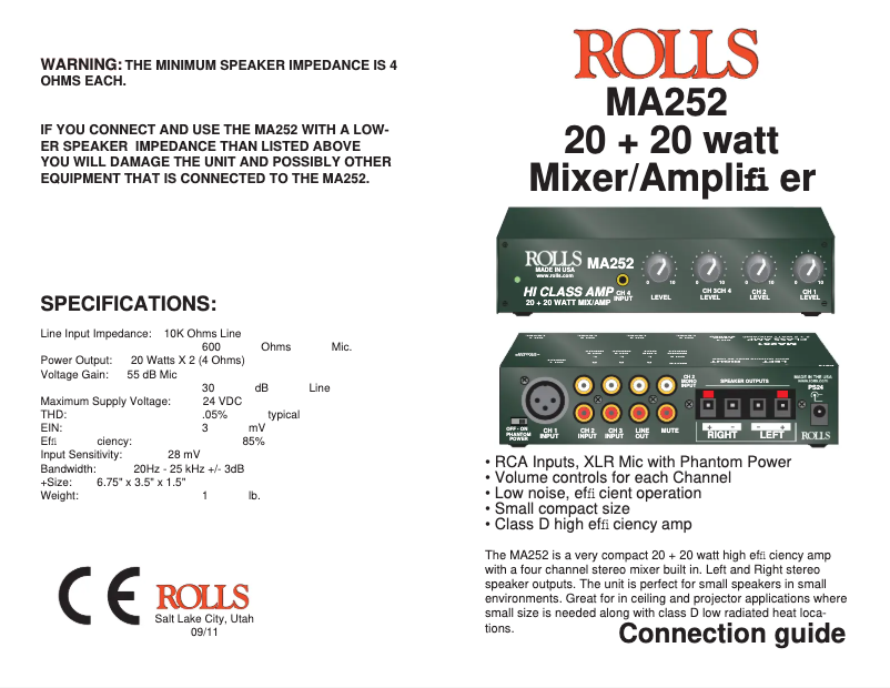 Image de la première page du manuel de l'appareil MA252