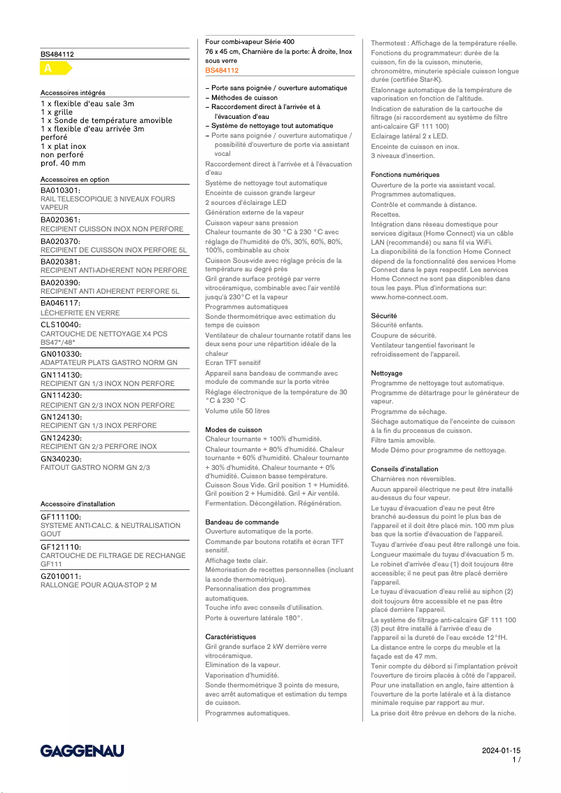 Imagen de la primera página del manual del dispositivo BS484112