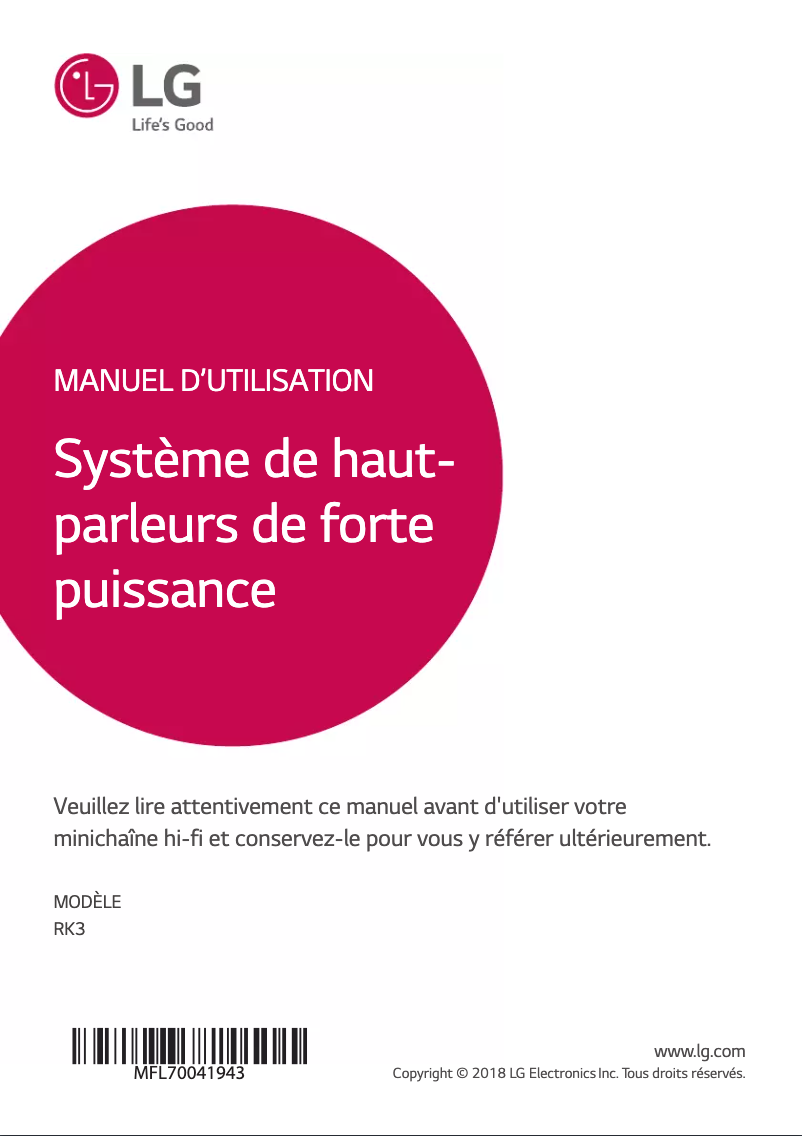 Image de la première page du manuel de l'appareil RK3