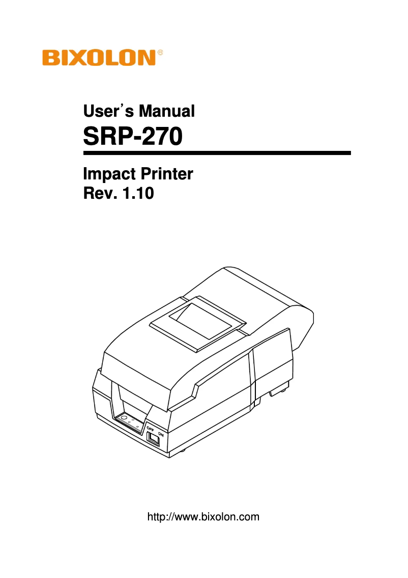 Page 1 de la notice Manuel utilisateur Bixolon SRP-270