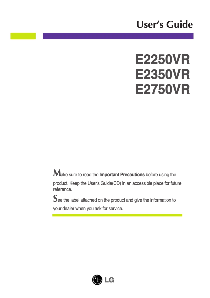 Imagen de la primera página del manual del dispositivo E2750VR