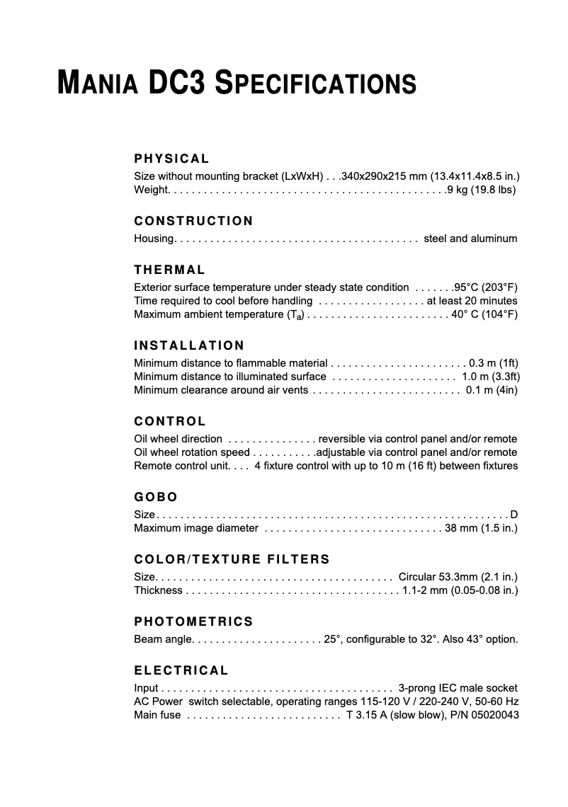 Page n°1 - Fiche technique Martin Mania DC3