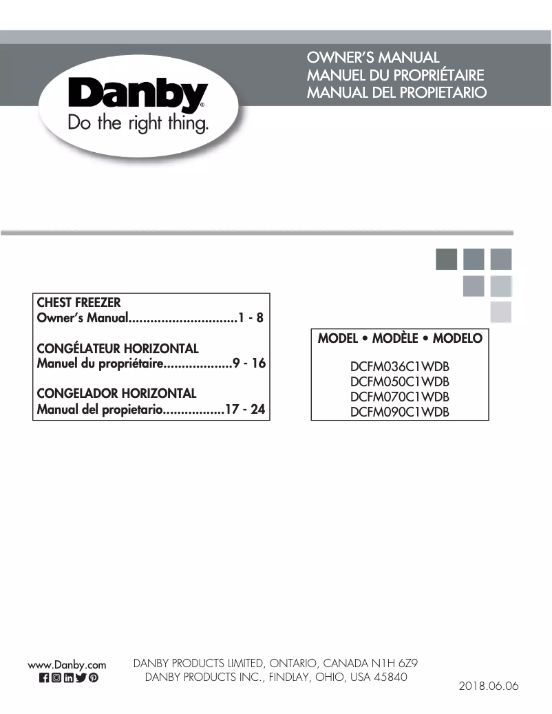 Page 1 de la notice Manuel utilisateur Danby DCFM090C1WDB