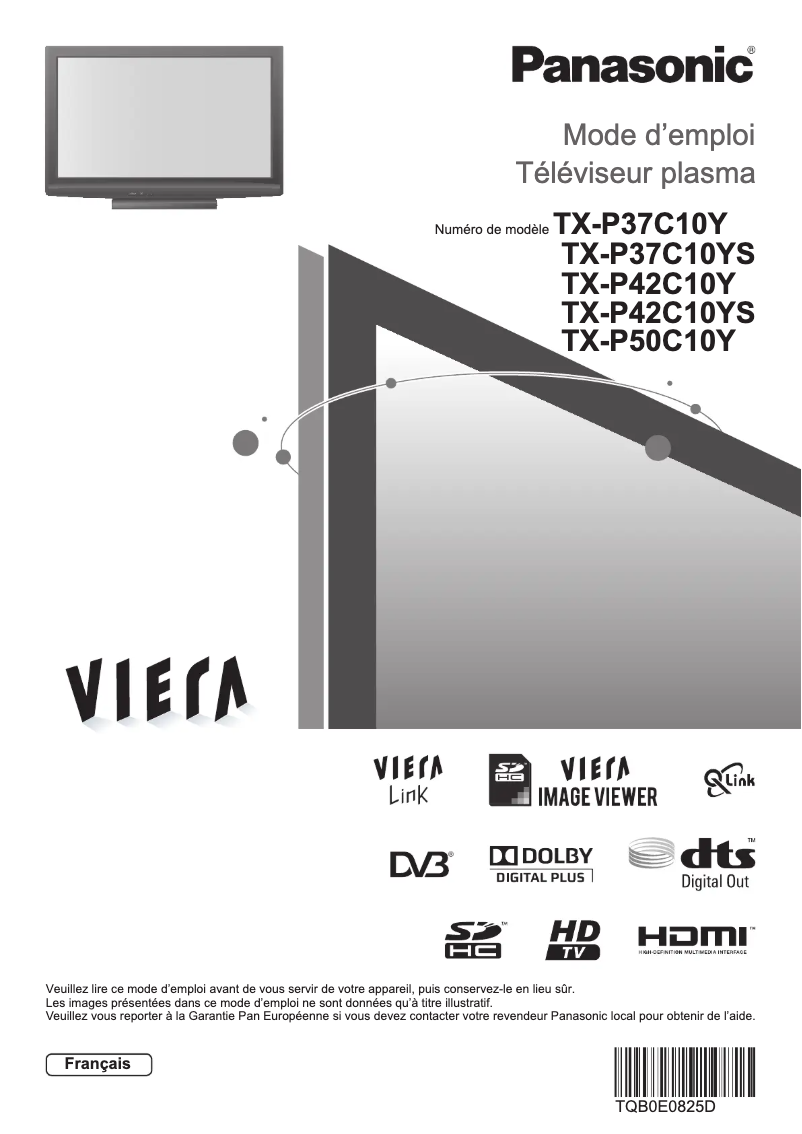 Image de la première page du manuel de l'appareil Viera TX-P50C10Y