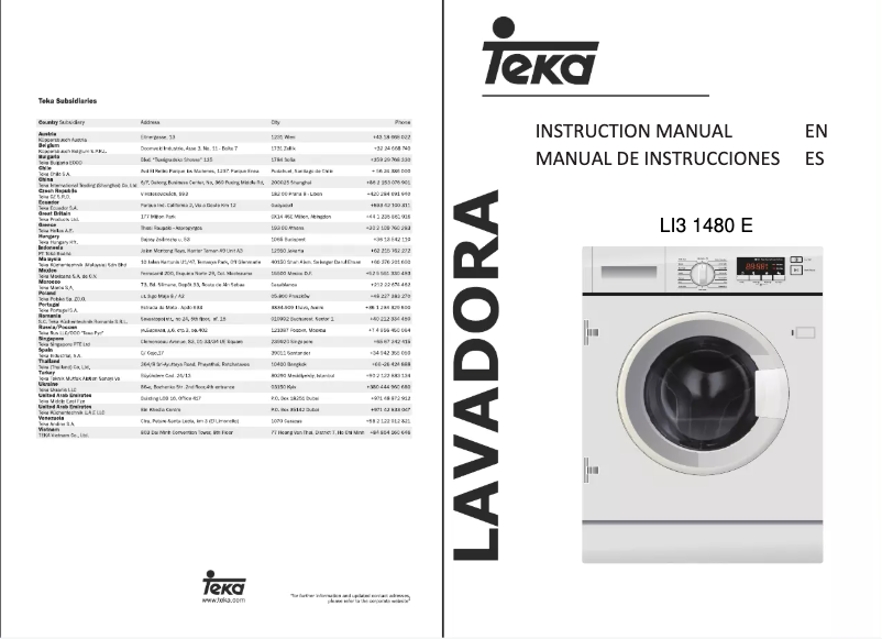 Page n°1 - Manuel utilisateur Teka LI3 1480 EU