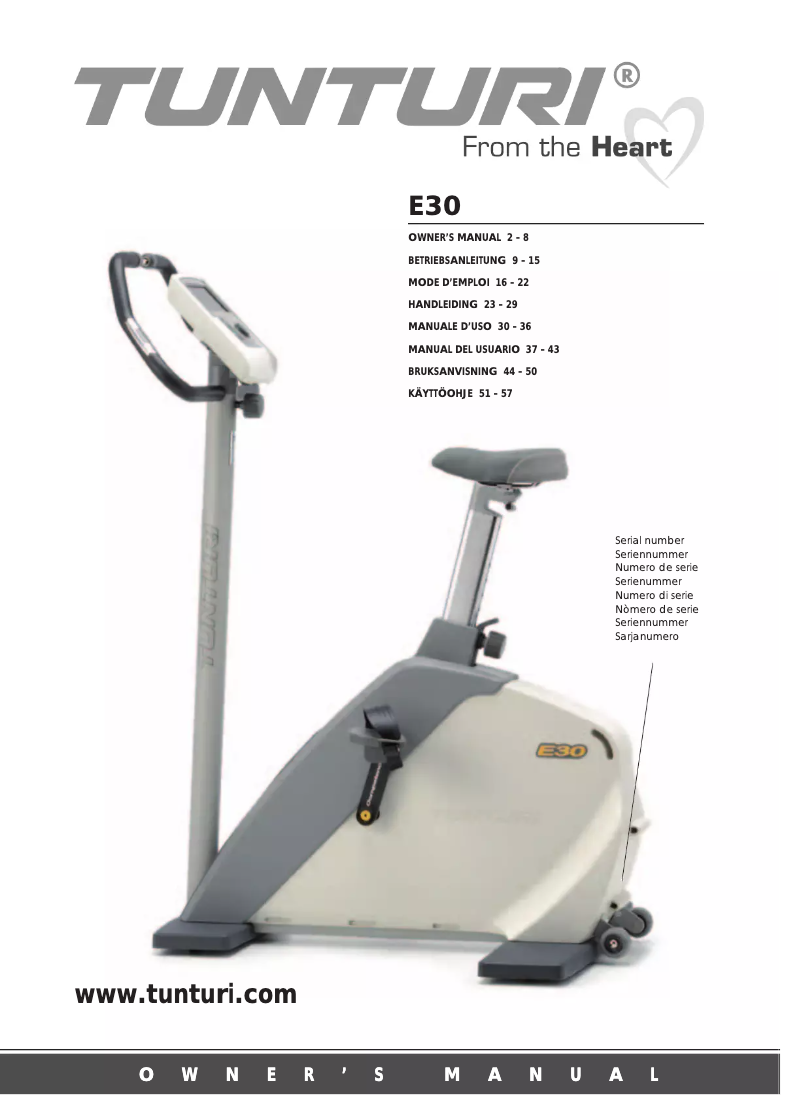 Page n°1 - Manuel utilisateur Tunturi E30