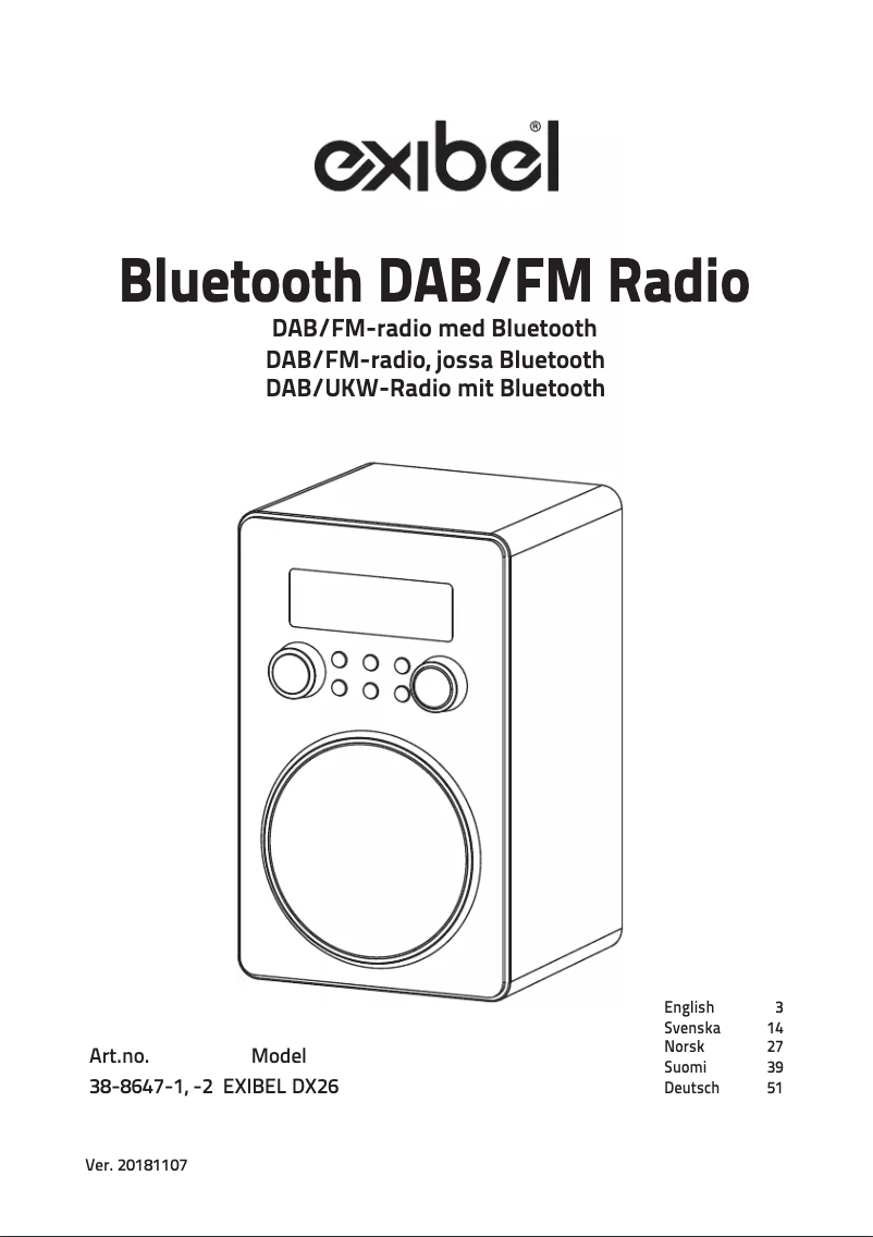 Page 1 de la notice Manuel utilisateur Exibel DX26