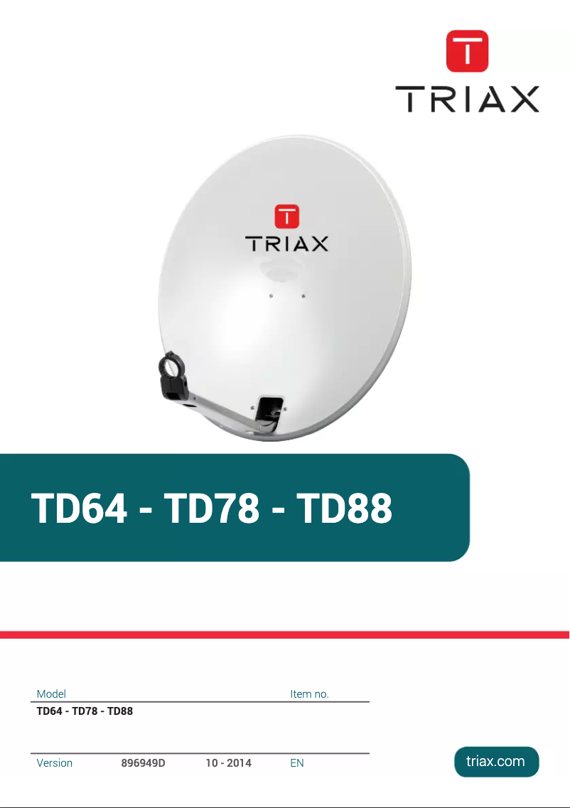 Page 1 de la notice Manuel utilisateur Triax TD88