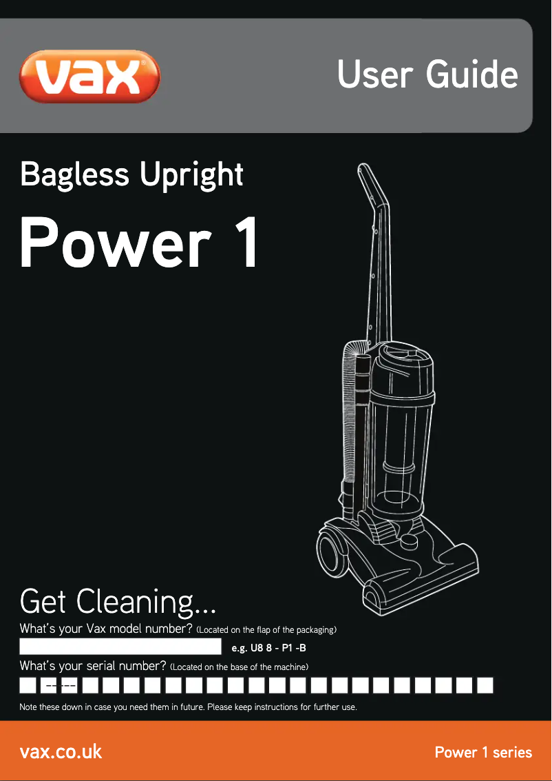 Page n°1 - Manuel utilisateur Vax Power 1 U91-P1