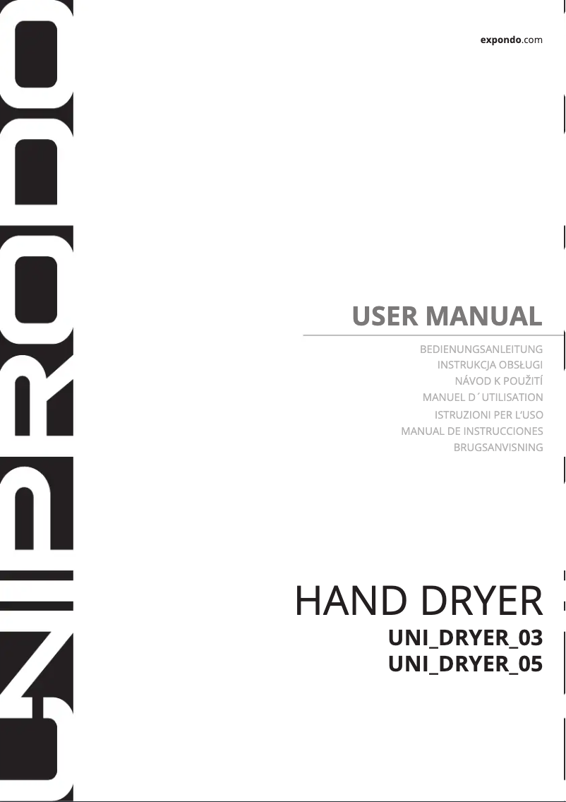 Page 1 de la notice Manuel utilisateur Uniprodo UNI_DRYER_03
