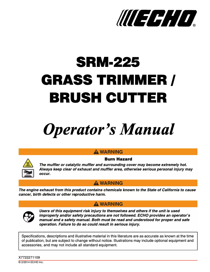 Page n°1 - Manuel utilisateur Echo SRM-225