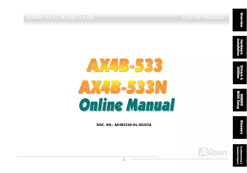 Image de la première page du manuel de l'appareil AX4B-533