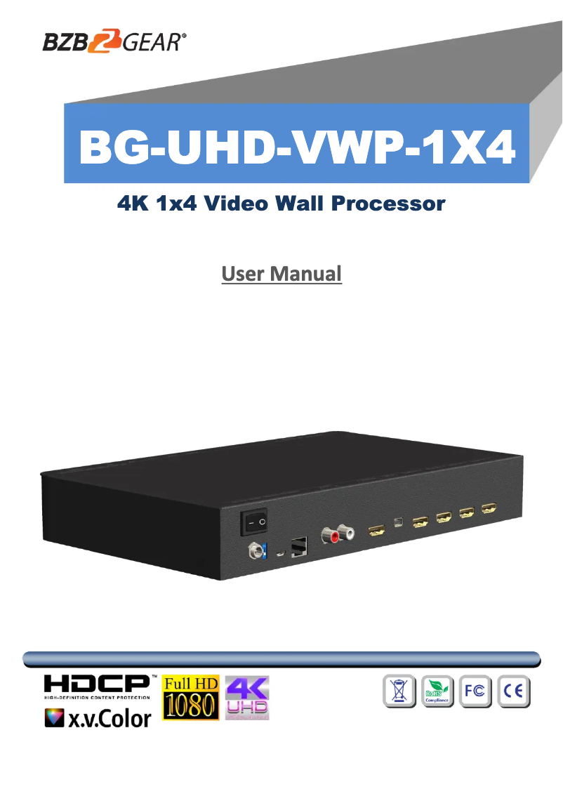 Page 1 de la notice Manuel utilisateur BZBGear UHD-VWP-1X4