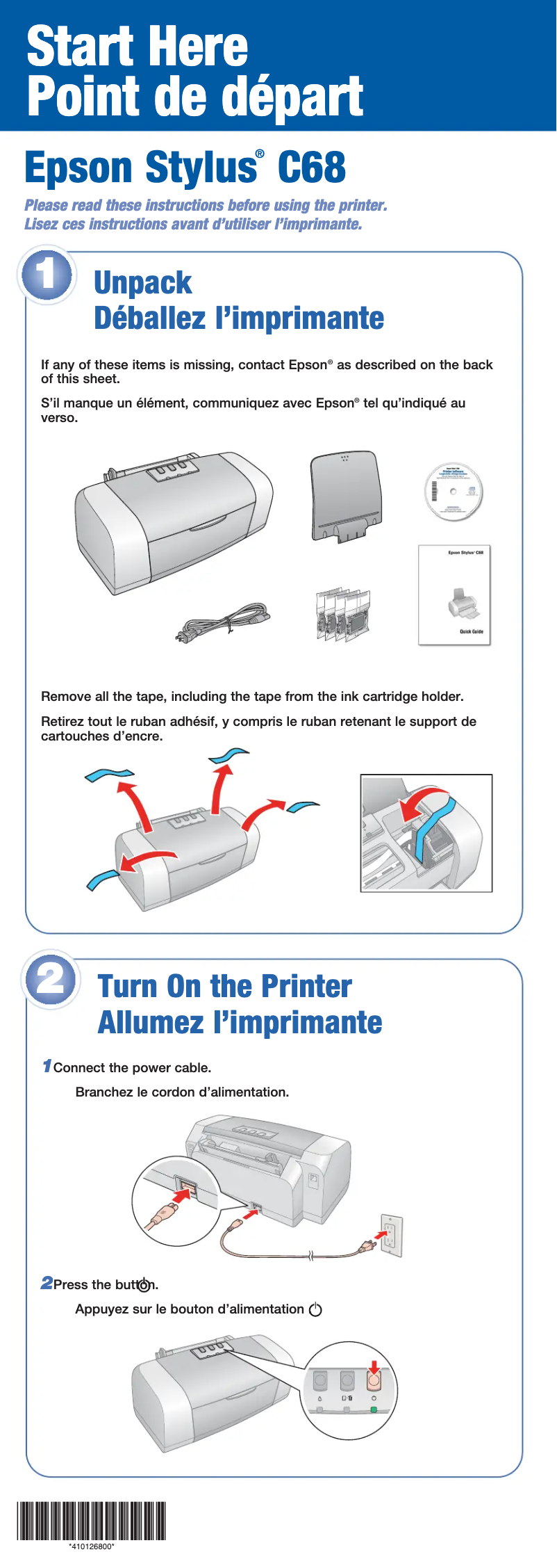 Image de la première page du manuel de l'appareil Stylus C68