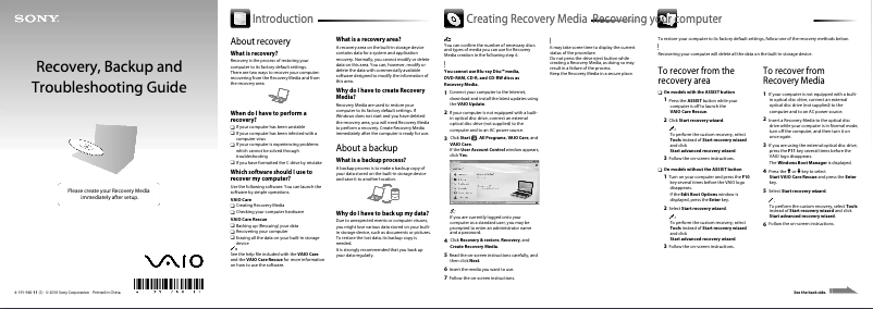 Page n°1 - Manuel utilisateur Sony Vaio VPCF127HG