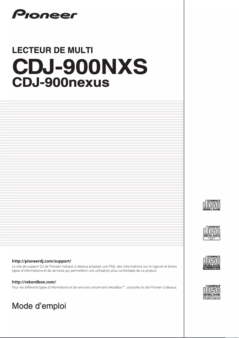 Page 1 de la notice Guide de démarrage rapide Pioneer CDJ-900NXS