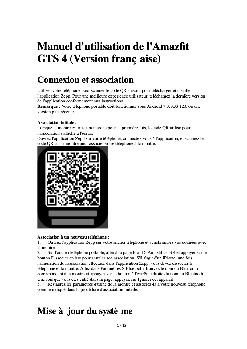 Image de la première page du manuel de l'appareil GTS 4