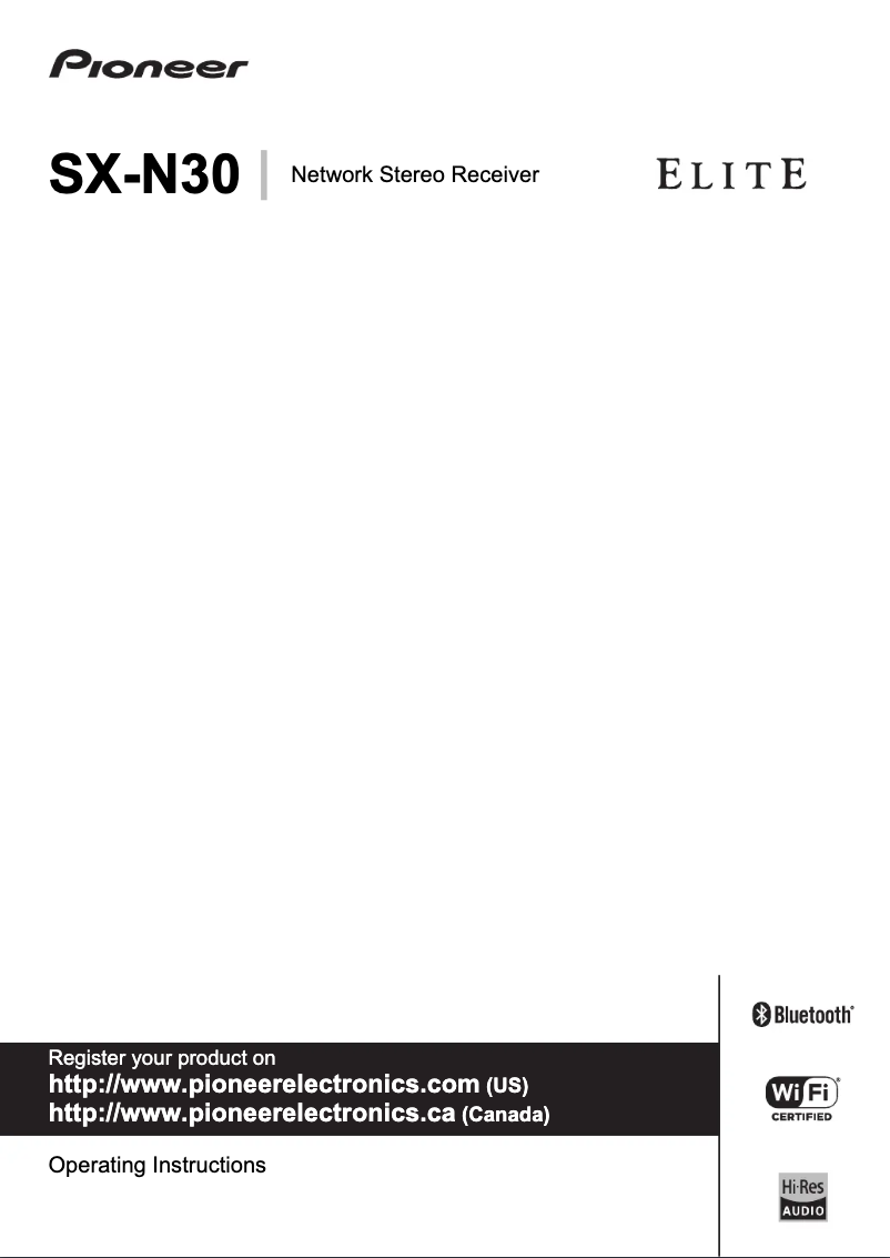 Page n°1 - Manuel utilisateur Pioneer SX-N30