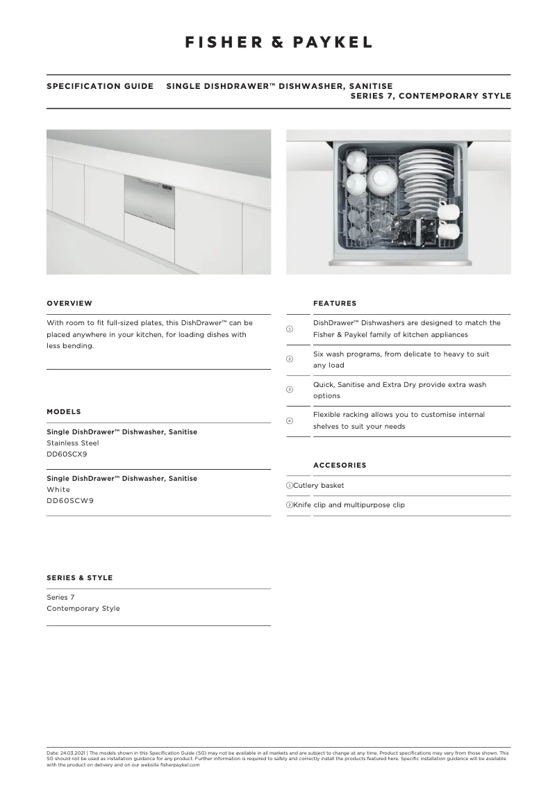 Page n°1 - Fiche technique Fisher & Paykel DD60SCX9