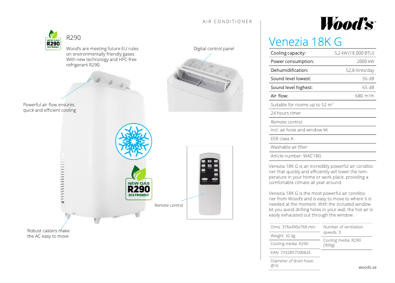 Page n°1 - Fiche technique Wood's WAC18G