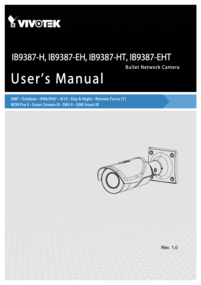 Page 1 de la notice Manuel utilisateur Vivotek Bullet IB9387-EHT
