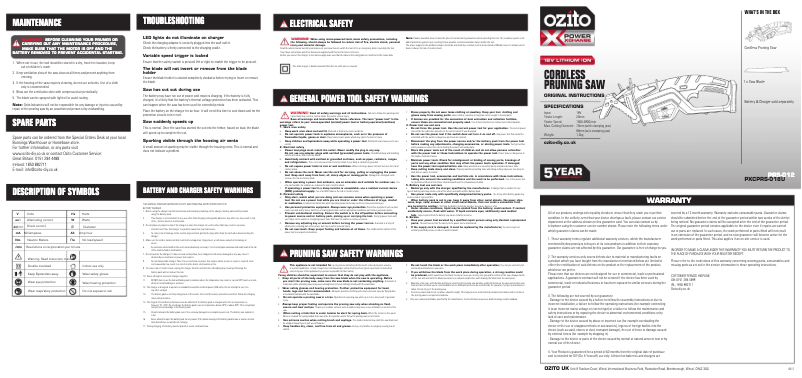 Page 1 de la notice Manuel utilisateur Ozito PXCPRS-018U