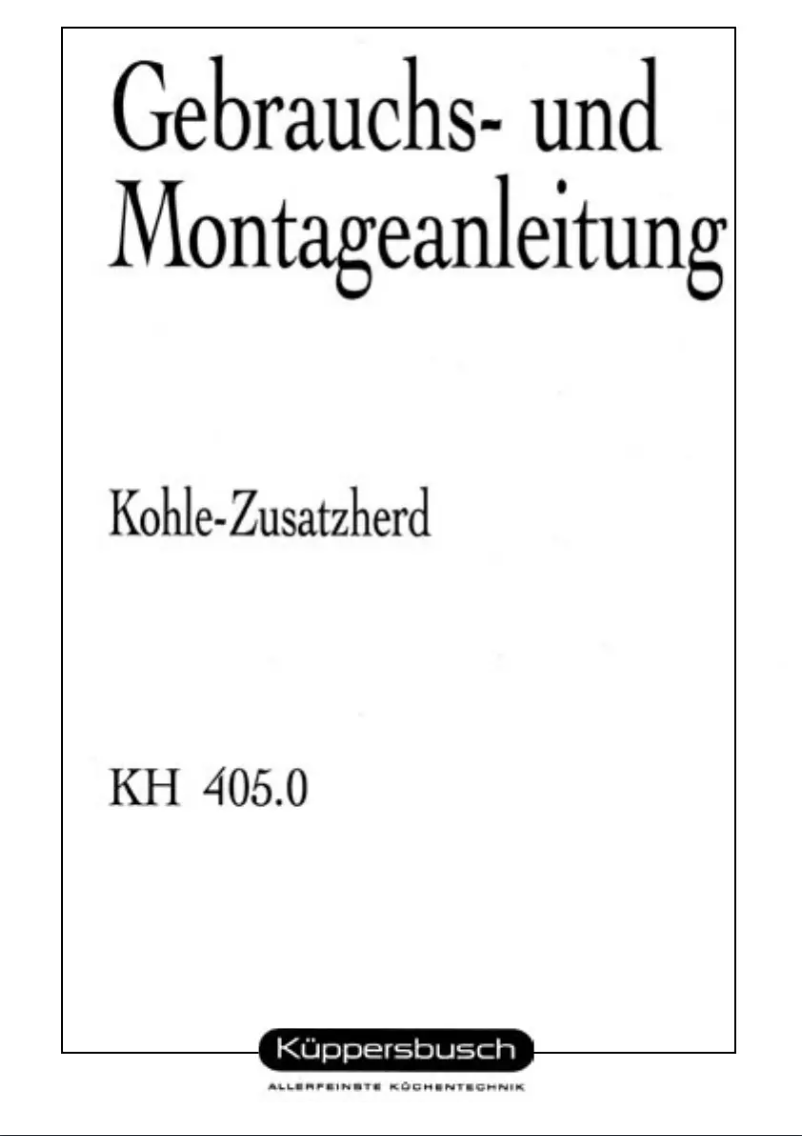 Page 1 de la notice Manuel utilisateur Küppersbusch KH 405.0