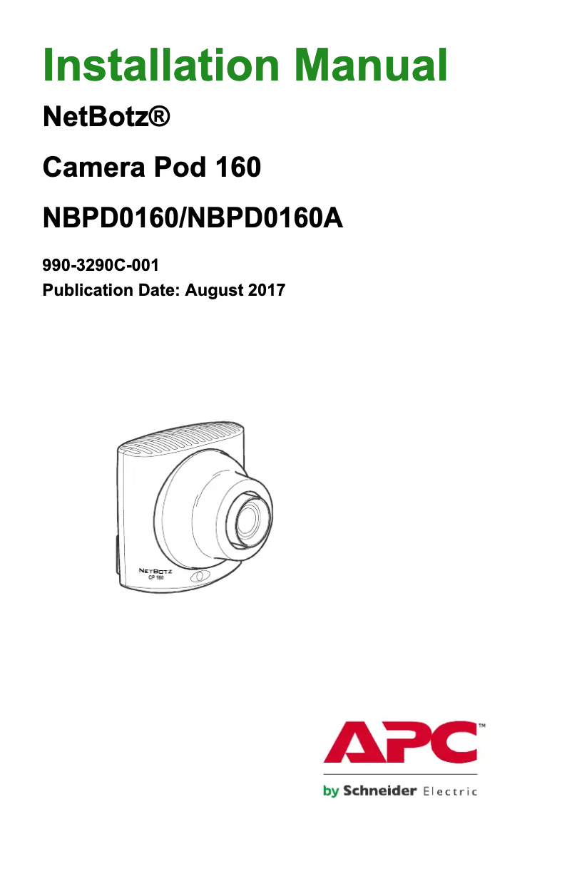 Image de la première page du manuel de l'appareil NetBotz NBPD0160A