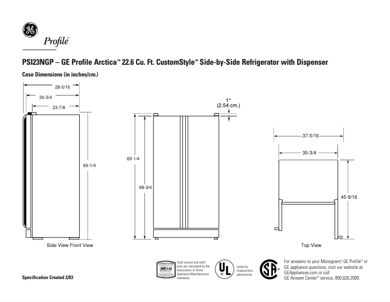 Imagen de la primera página del manual del dispositivo Profile CustomStyle PSI23NGPWW