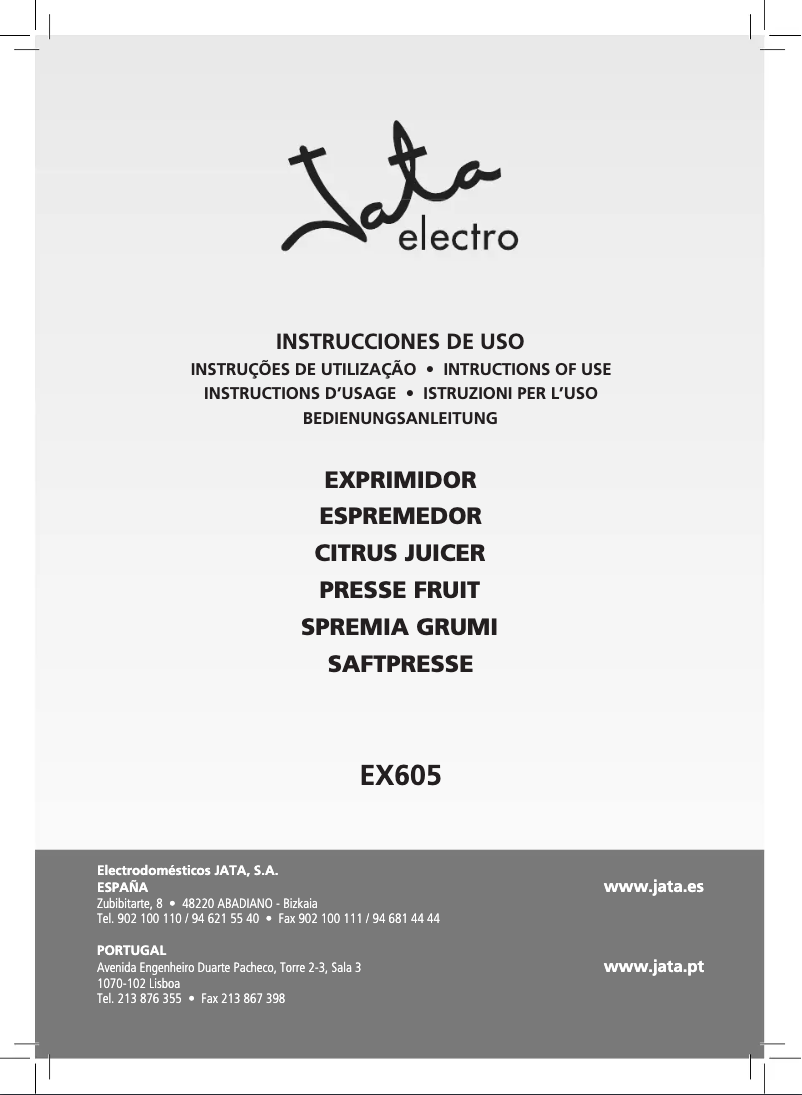 Page 1 de la notice Manuel utilisateur Jata EX605