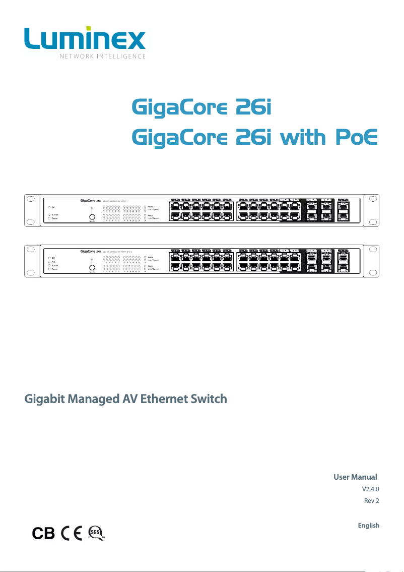 Page n°1 - Manuel utilisateur Luminex GigaCore 26i