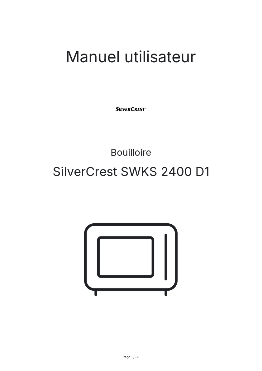 Page n°1 - Manuel utilisateur SilverCrest SWKS 2400 D1