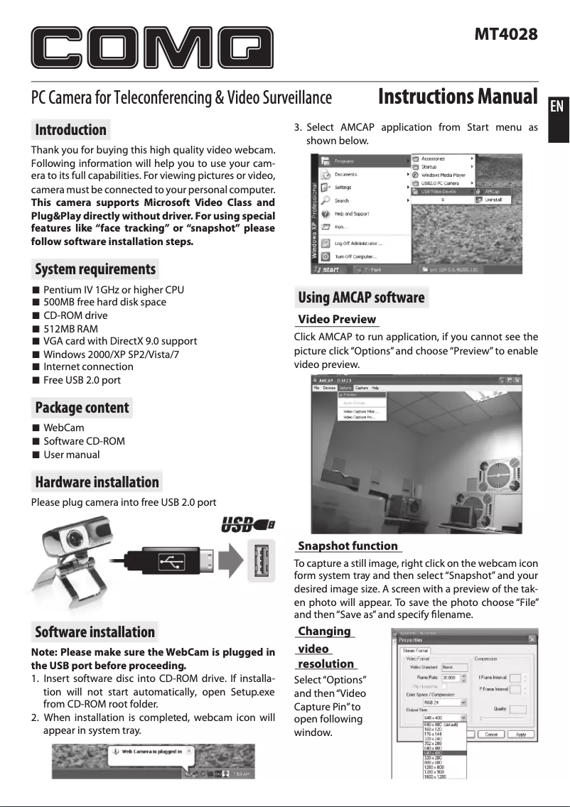 Image de la première page du manuel de l'appareil MT4028