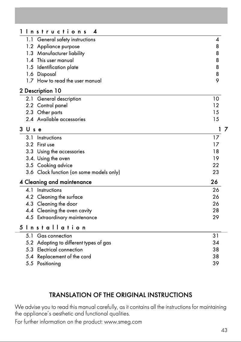 Page n°1 - Manuel utilisateur Smeg SF61M3GVN