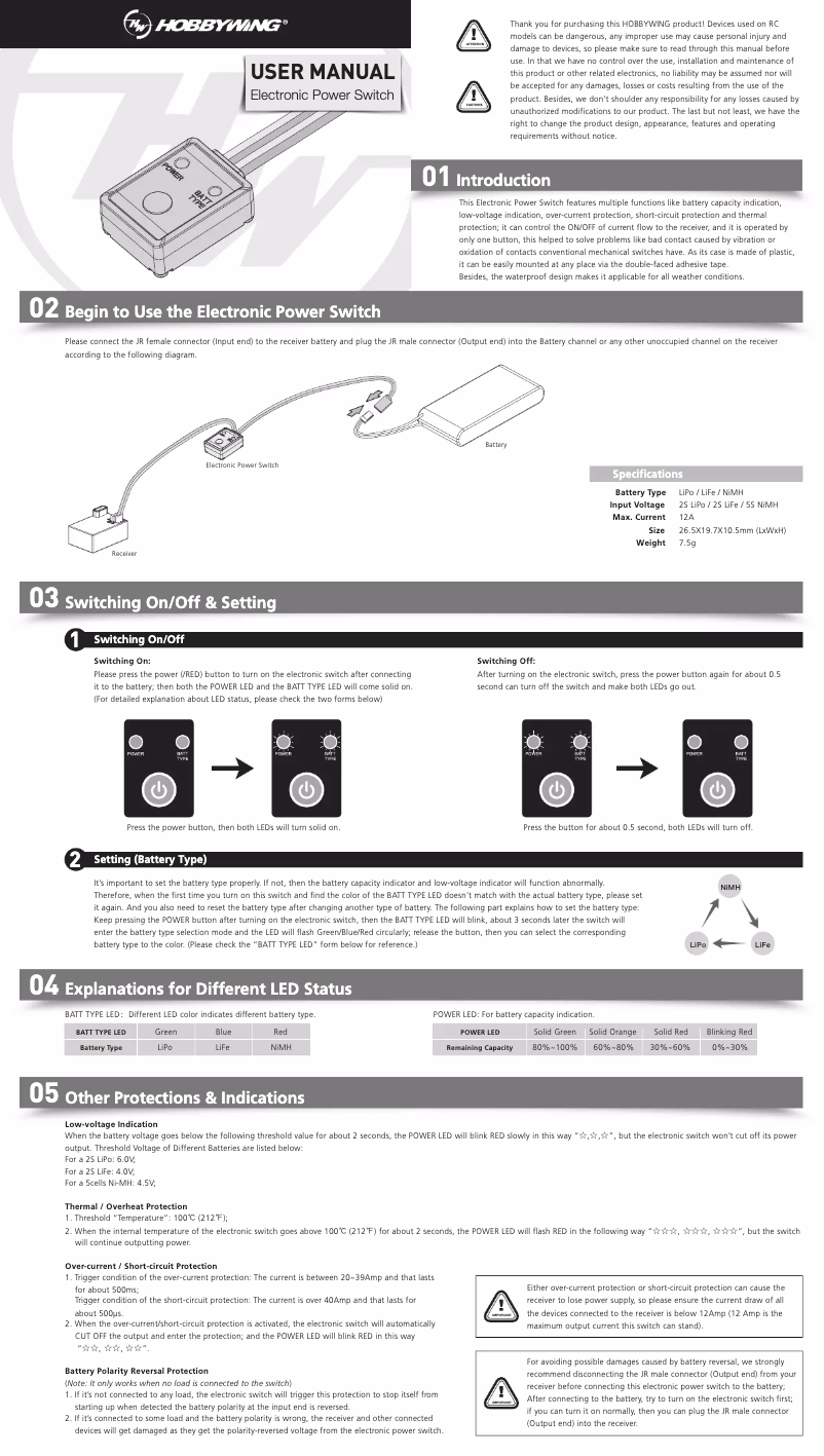 Page n°1 - Manuel utilisateur Hobbywing 30850000