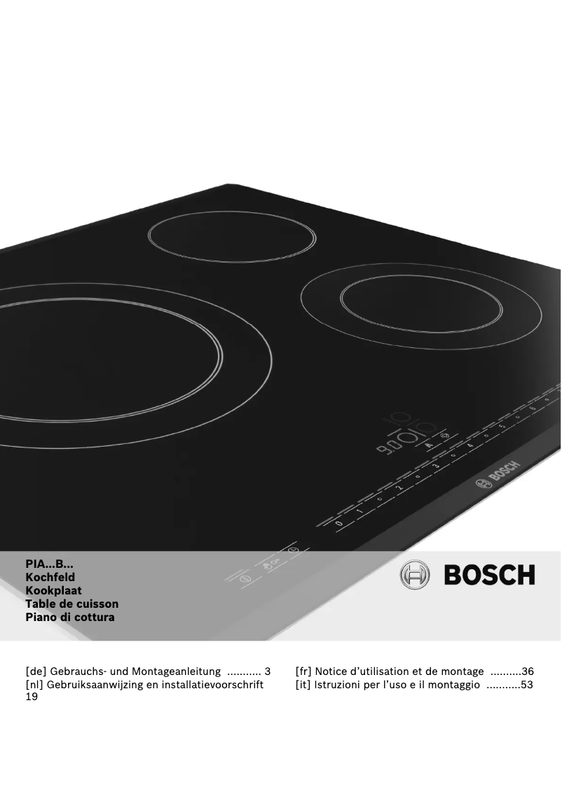 Page n°1 - Manuel utilisateur Bosch PIA611B68B