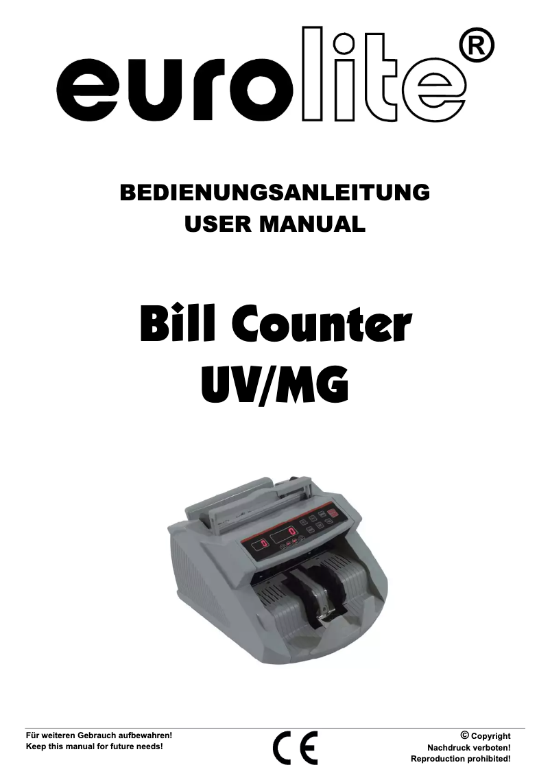 Page 1 de la notice Manuel utilisateur Eurolite UV/MG