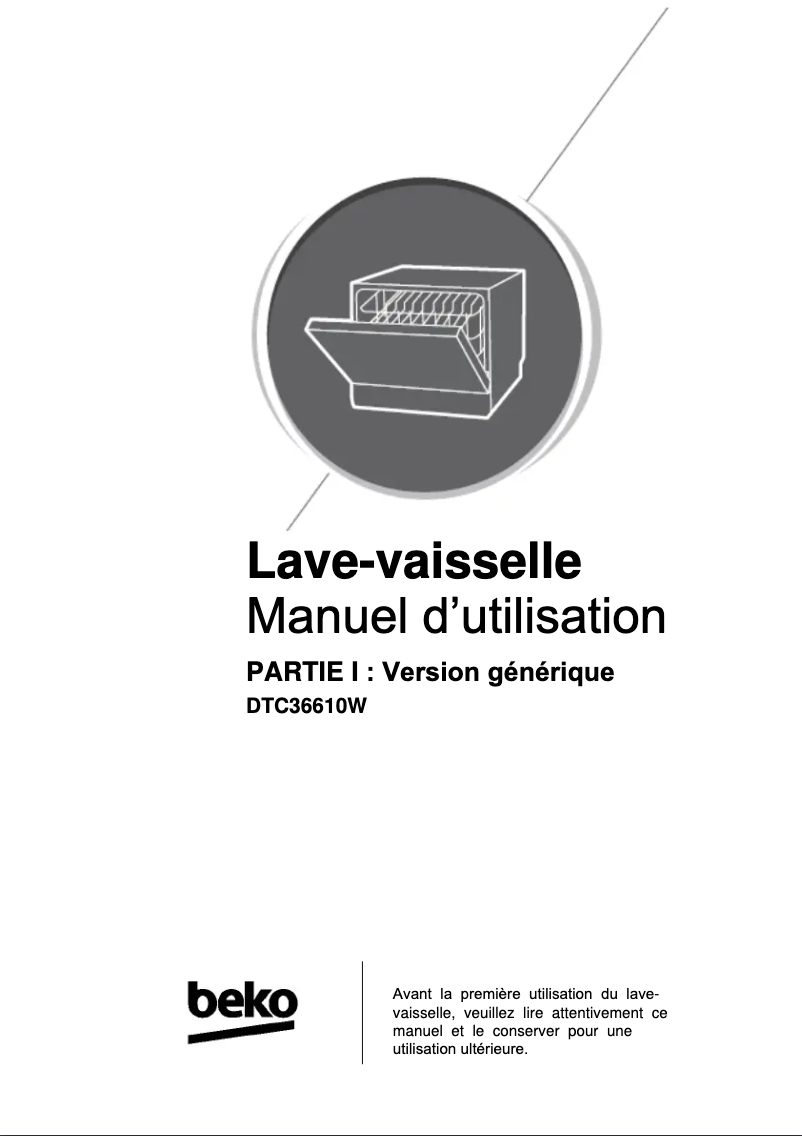 Page 1 de la notice Manuel utilisateur Beko DTC36610W