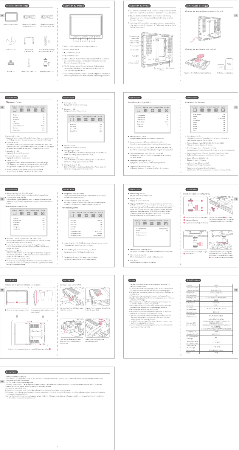 Image de la première page du manuel de l'appareil F200