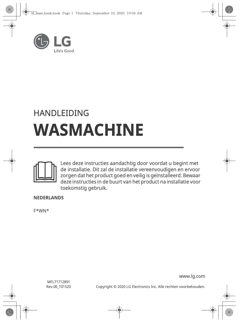 Page 1 de la notice Manuel utilisateur LG F4WN708S1