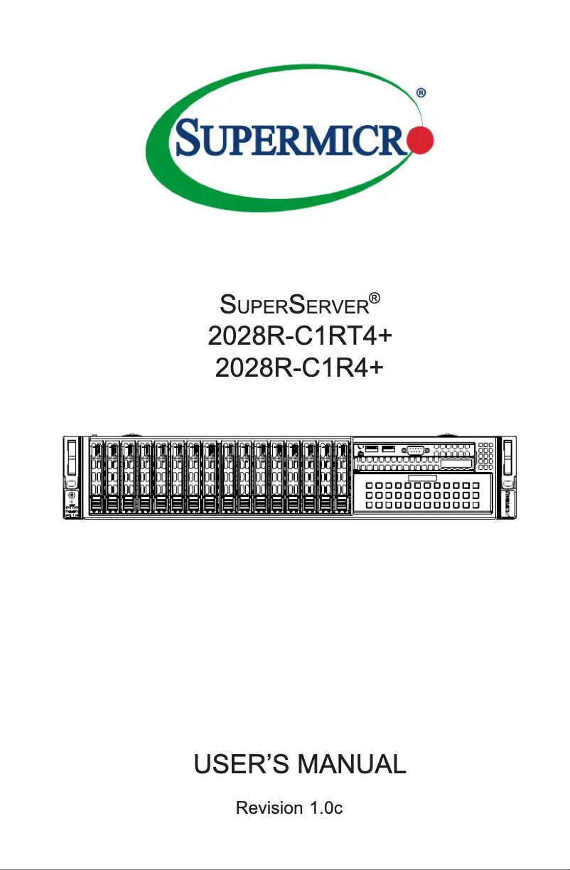 Page 1 de la notice Manuel utilisateur Supermicro SuperServer 2028R-C1RT4+