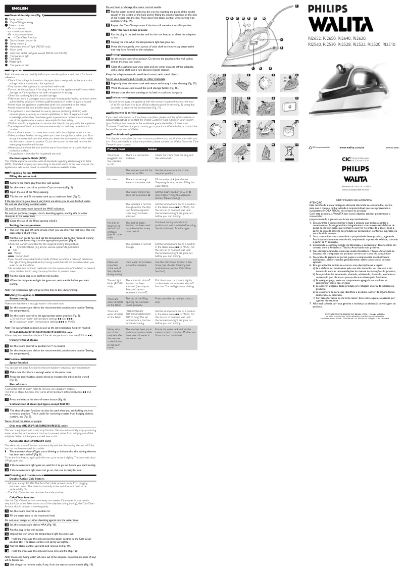 Image de la première page du manuel de l'appareil Walita RI2510