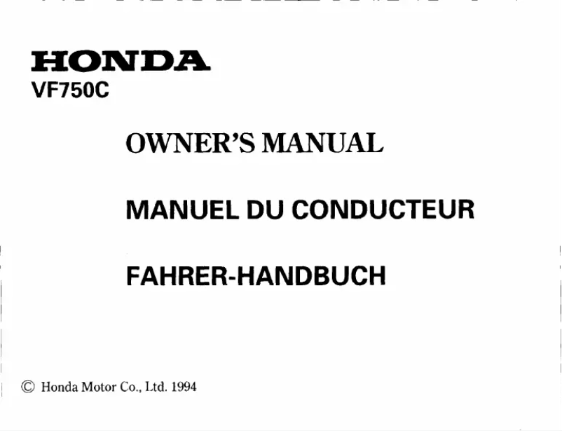 Page 1 de la notice Manuel utilisateur Honda VF750C (1994)