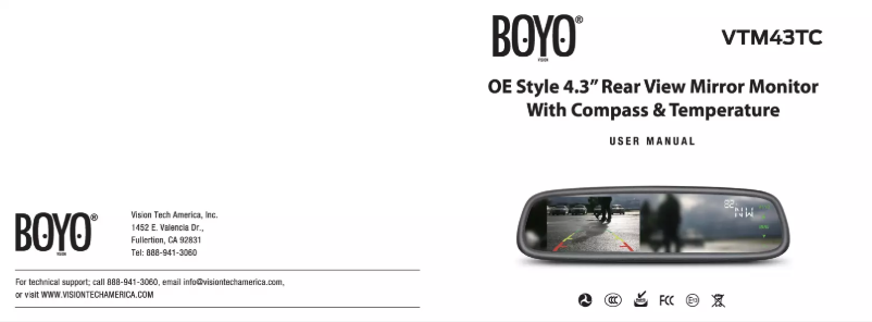 Page 1 de la notice Manuel utilisateur Boyo VTM43TC