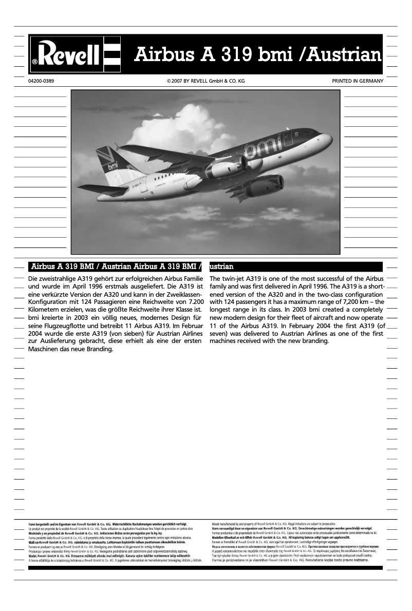 Page n°1 - Manuel utilisateur Revell Airbus A319