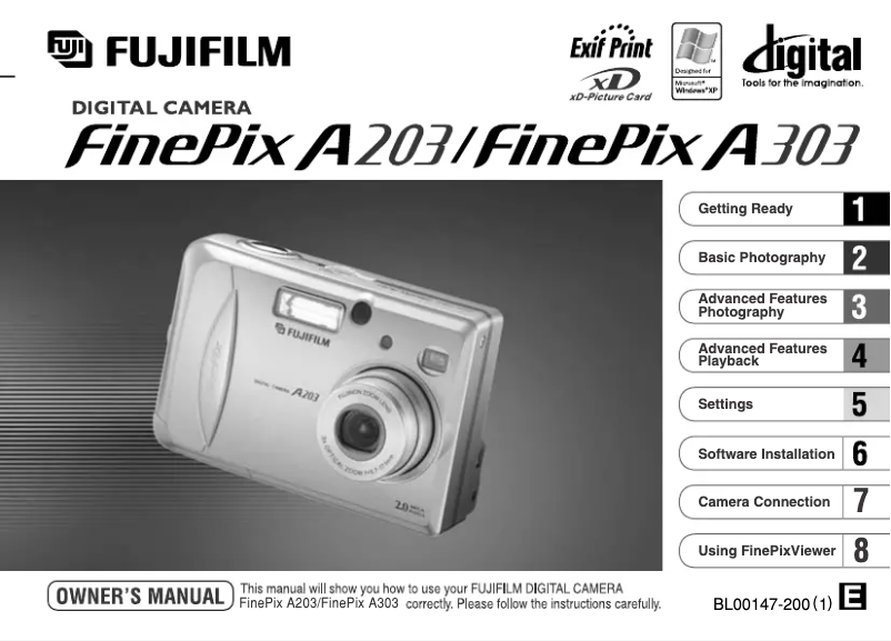 Page 1 de la notice Manuel utilisateur Fujifilm FinePix A203