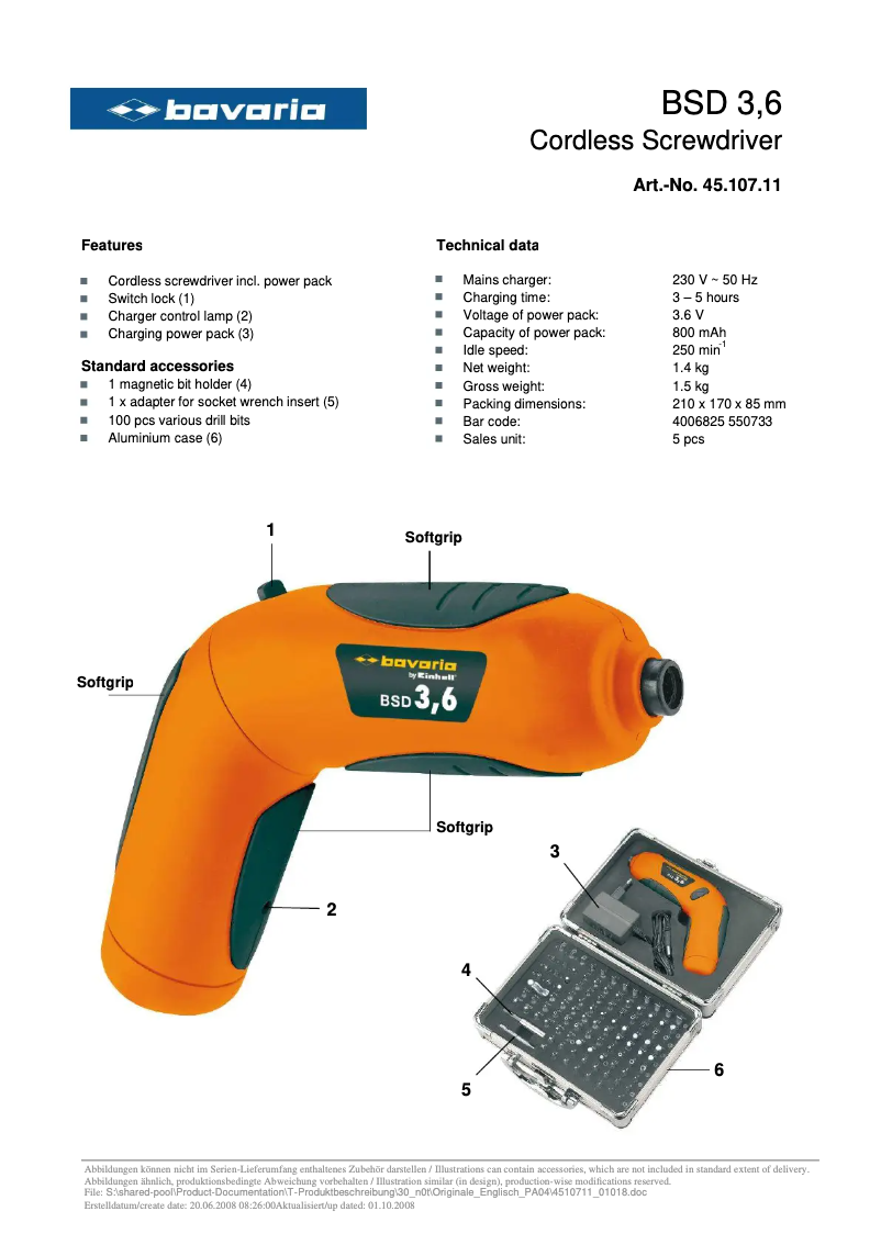 Image de la première page du manuel de l'appareil BSD 3.6
