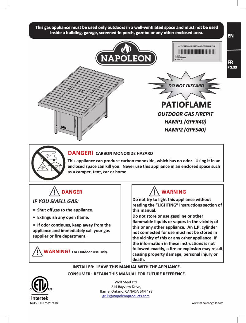 Image de la première page du manuel de l'appareil HAMP2-GY