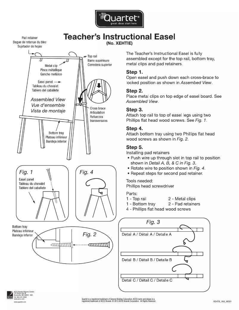 Page 1 de la notice Manuel utilisateur Quartet XEHTIE