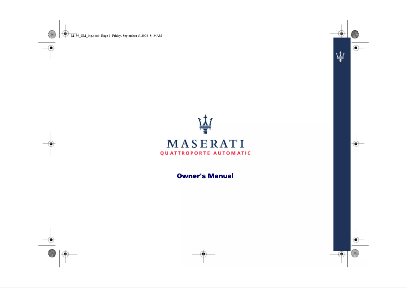Page n°1 - Manuel utilisateur Maserati Quattroporte (2009)